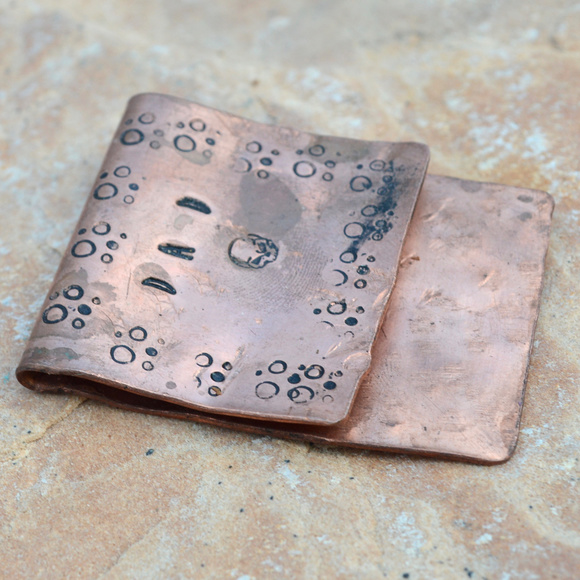 Conceptual Subculture Other - Dad Skull Rustic Money Clip Copper Hand Stamped